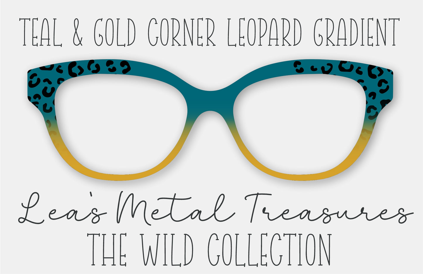 Teal and Gold Corner Leopard Gradient Eyewear Frame Toppers COMES WITH MAGNETS