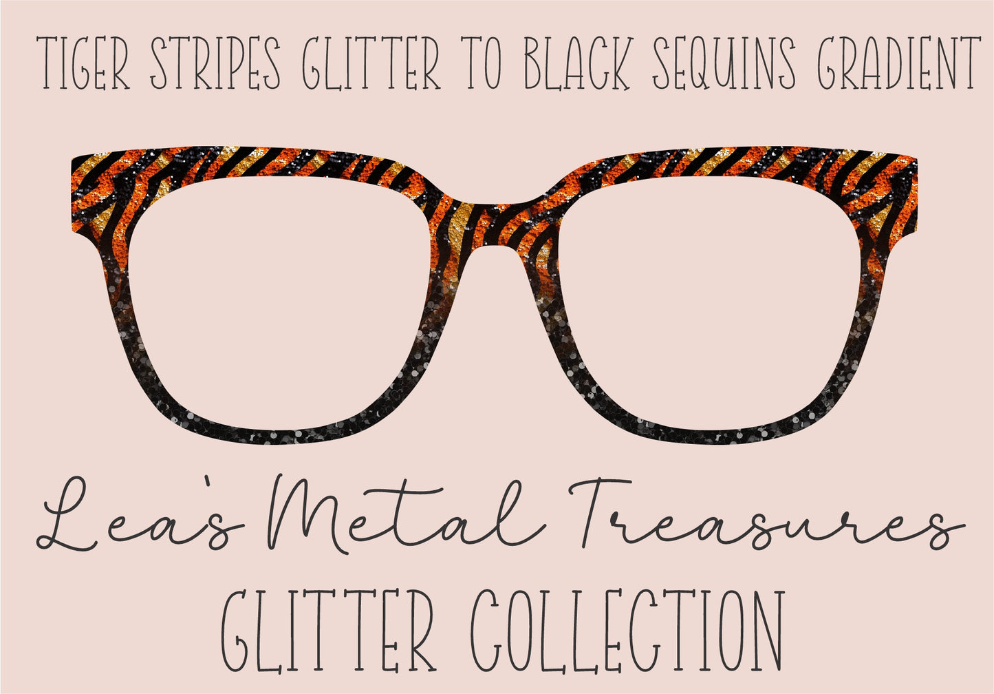 Tiger Stripes Glitter to Black Sequins Gradient Eyewear Frame Toppers COMES WITH MAGNETS