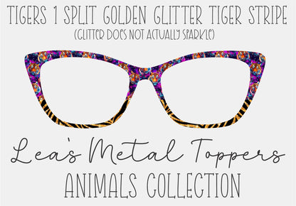 TIGERS 1 SPLIT GOLDEN GLITTER TIGER STRIPE Eyewear Frame Toppers COMES WITH MAGNETS