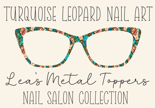 TURQOISE LEOPARD NAIL ART Eyewear Frame Toppers COMES WITH MAGNETS