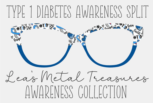 Type 1 Diabetes Awareness Split Eyewear Frame Toppers COMES WITH MAGNETS