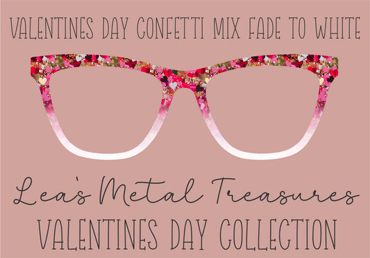 Valentines Day Confetti Mix Fade to White Eyewear Frame Toppers COMES WITH MAGNETS