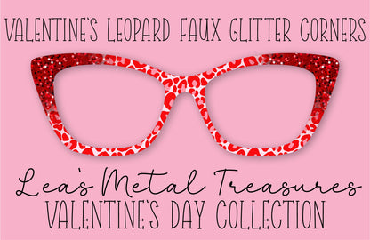 Valentines Leopard Faux Glitter Corners Eyewear Printed Magnetic Eyeglasses Topper