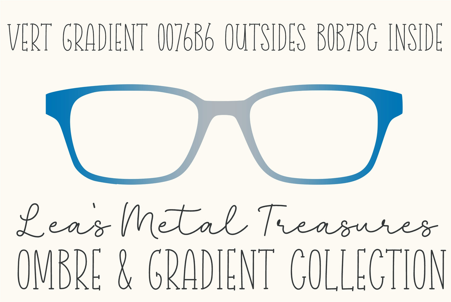 Vertical gradient 0076B6/B0b7b6 Eyewear Frame Toppers COMES WITH MAGNETS