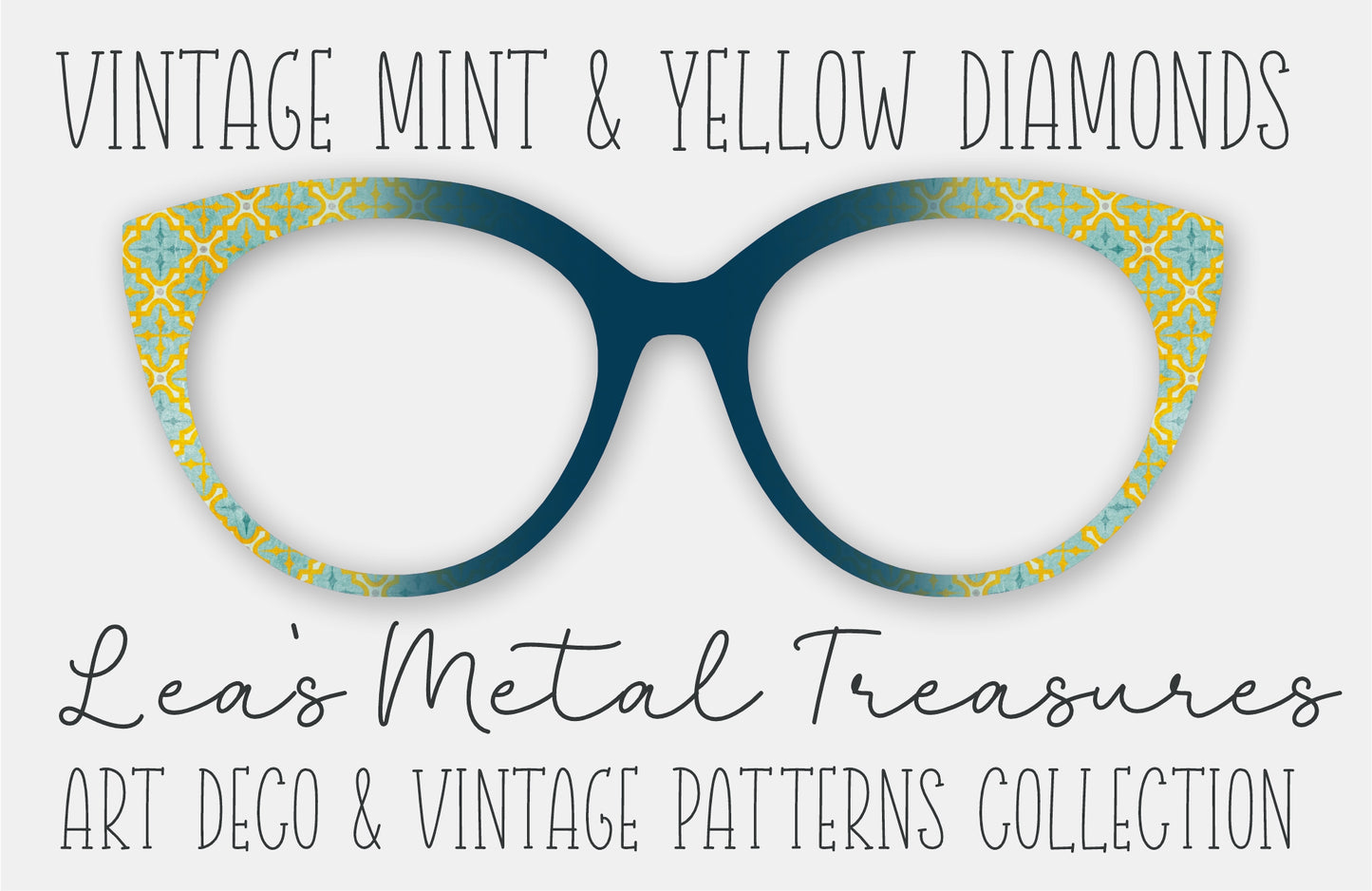 Vintage Mint and Yellow Diamonds Eyewear Frame Toppers