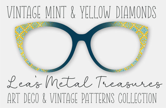 Vintage Mint and Yellow Diamonds Eyewear Frame Toppers