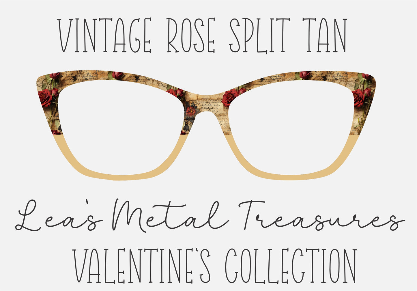 Vintage Rose split E2C083 Eyewear Frame Toppers COMES WITH MAGNETS