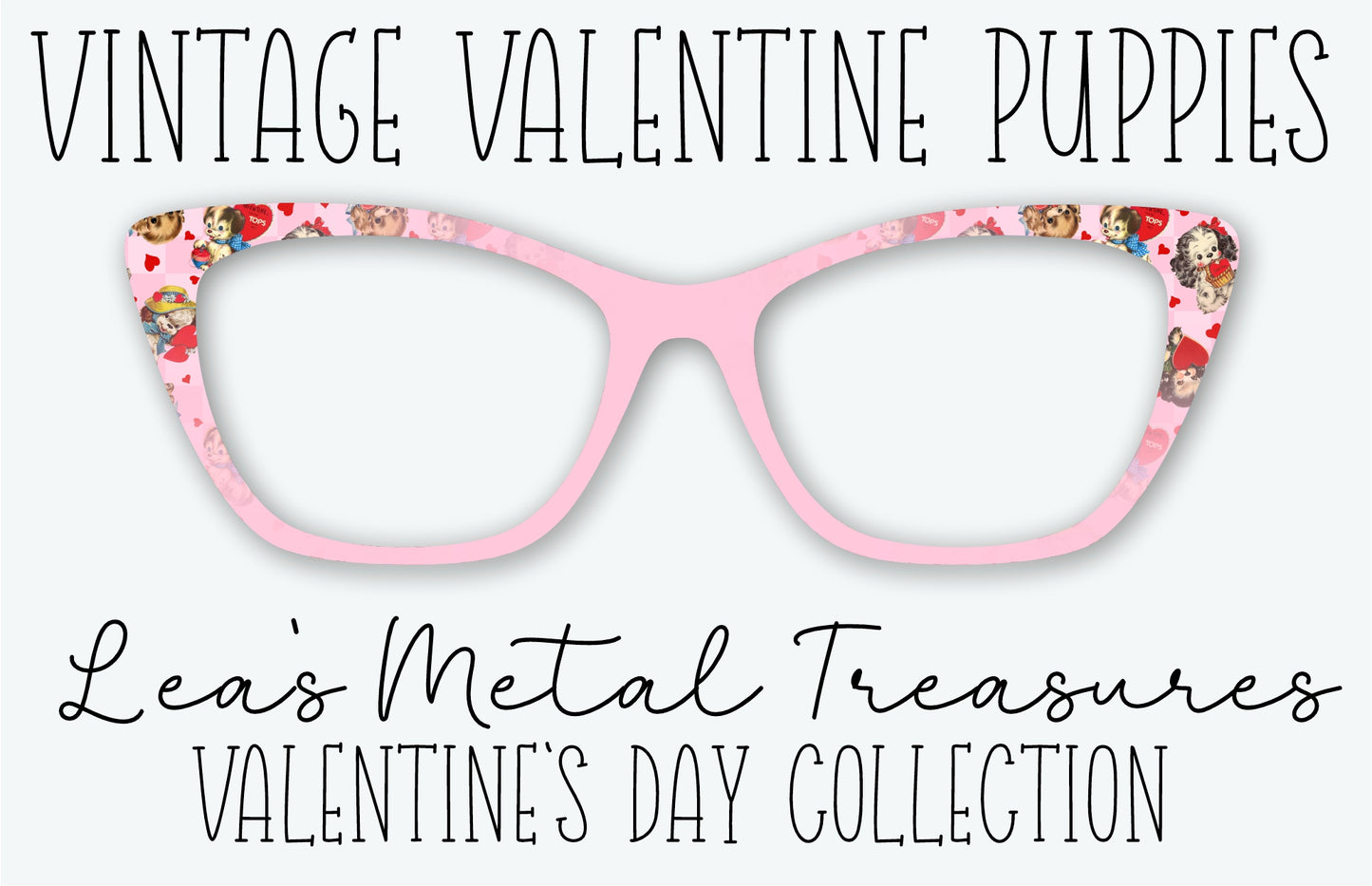 Vintage Valentine Puppies Eyewear Frame Toppers