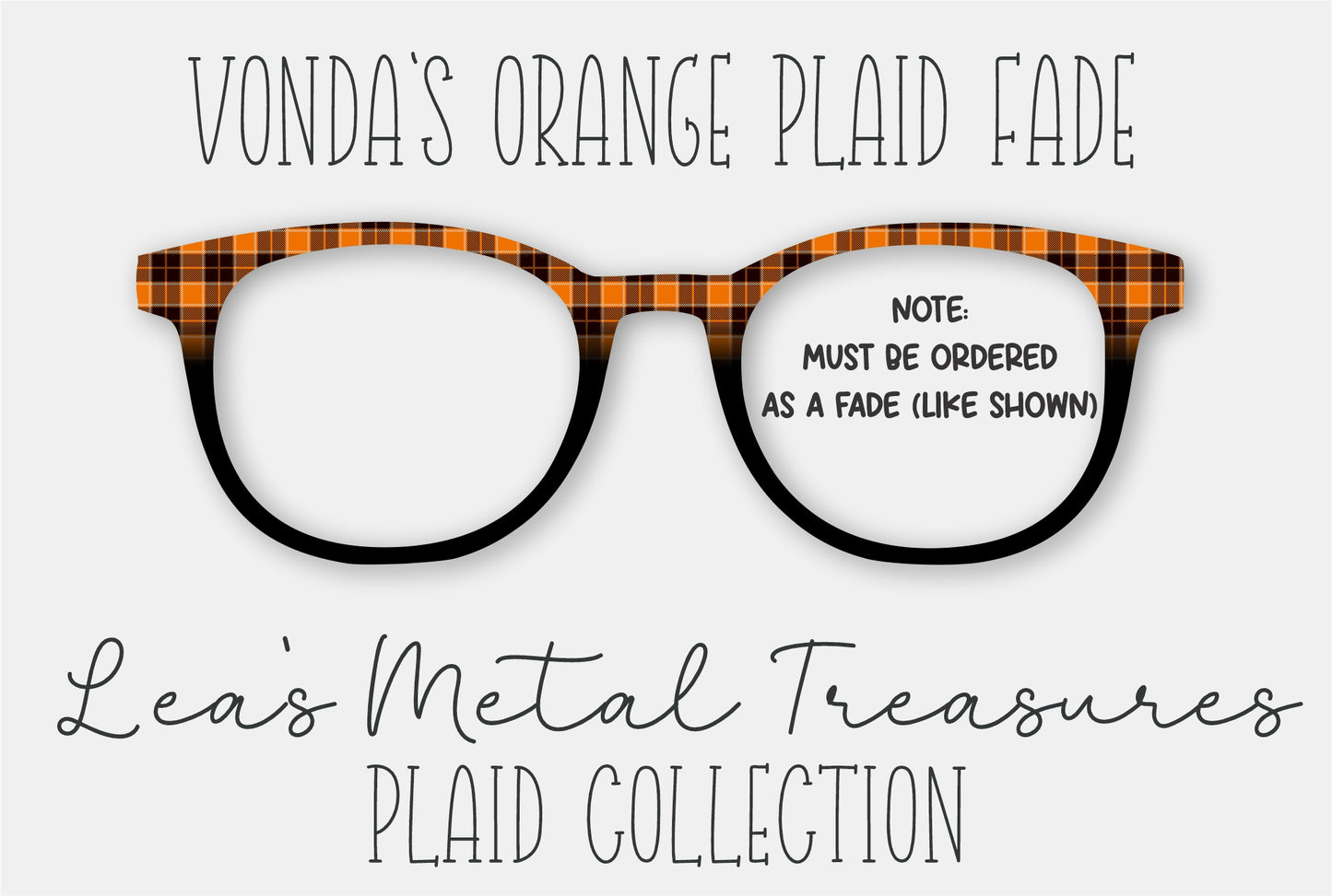 Vonda's Orange Plaid Fade Eyewear Frame Toppers COMES WITH MAGNETS