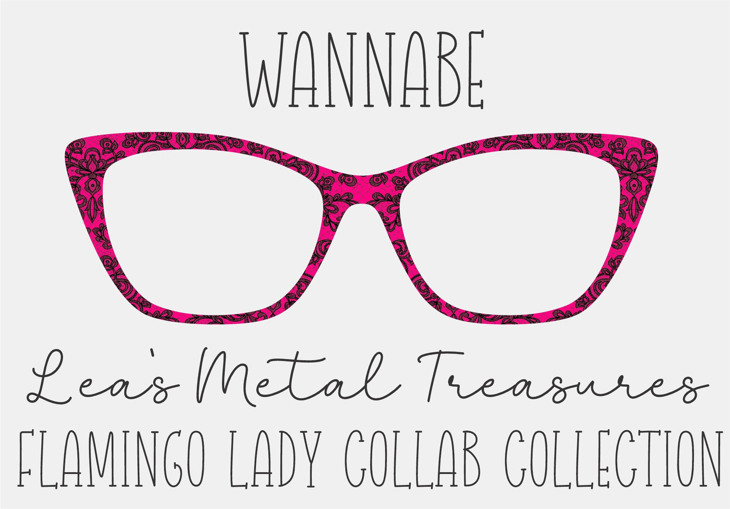 Wannabe Magnetic Eyeglasses Topper • Hot Pink and Black Lace • Flamingo Lady Collab Collection