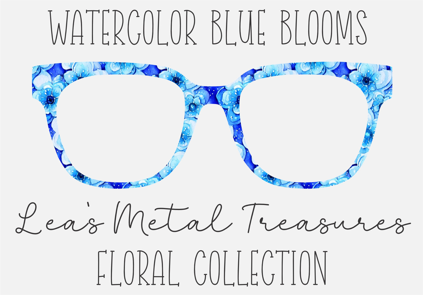 WATERCOLOR BLUE BLOOMS Eyewear Frame Toppers COMES WITH MAGNETS