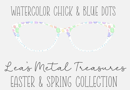 WATERCOLOR CHICK AND BLUE DOTS Eyewear Frame Toppers COMES WITH MAGNETS