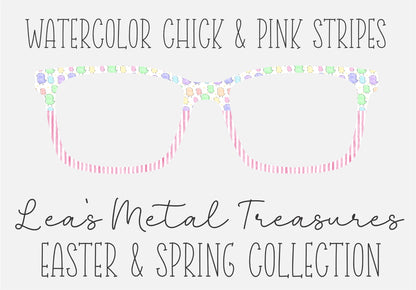 WATERCOLOR CHICK AND PINK STRIPES Eyewear Frame Toppers COMES WITH MAGNETS