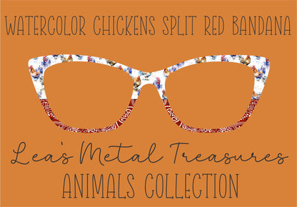 WATERCOLOR CHICKENS SPLIT RED BANDANA Eyewear Frame Toppers COMES WITH MAGNETS