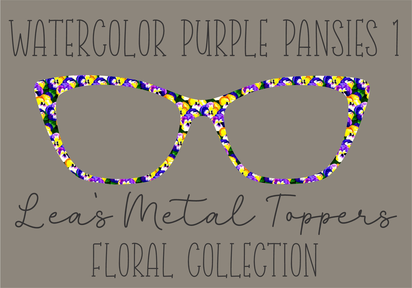 WATERCOLOR PURPLE PANSIES 1 Eyewear Frame Toppers COMES WITH MAGNETS