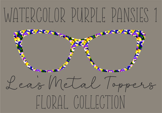 WATERCOLOR PURPLE PANSIES 1 Eyewear Frame Toppers COMES WITH MAGNETS