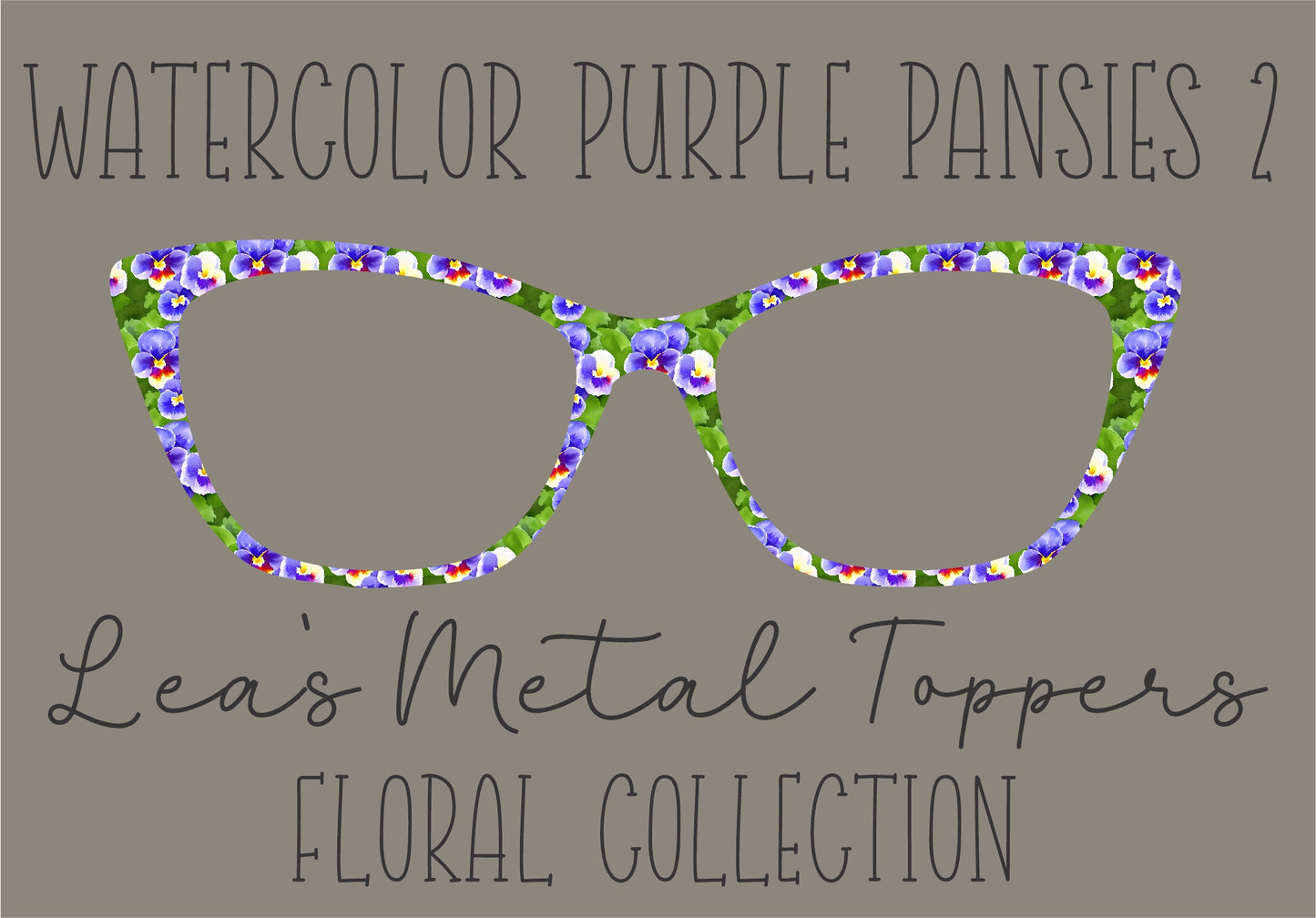 WATERCOLOR PURPLE PANSIES 2 Eyewear Frame Toppers COMES WITH MAGNETS