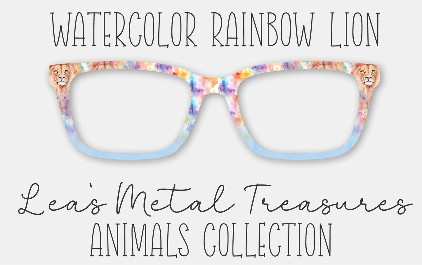 Watercolor Rainbow Lion Print Eyewear Frame Toppers