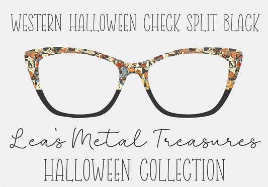 WESTERN HALLOWEEN CHECK SPLIT BLACK Eyewear Frame Toppers COMES WITH MAGNETS