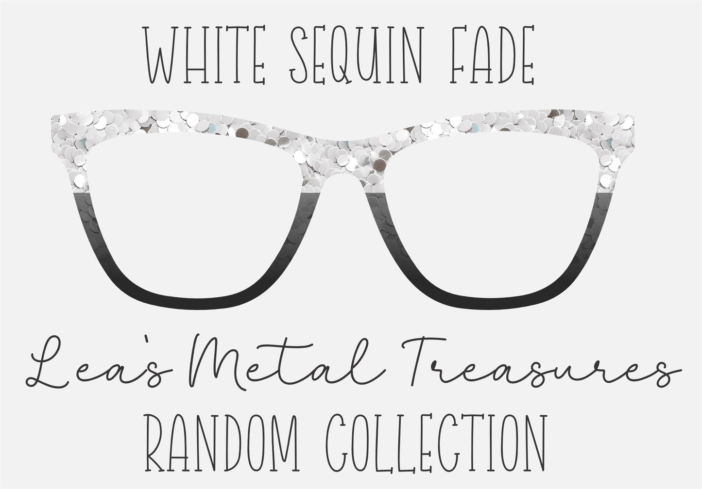 WHITE SEQUIN FADE Eyewear Frame Toppers COMES WITH MAGNETS