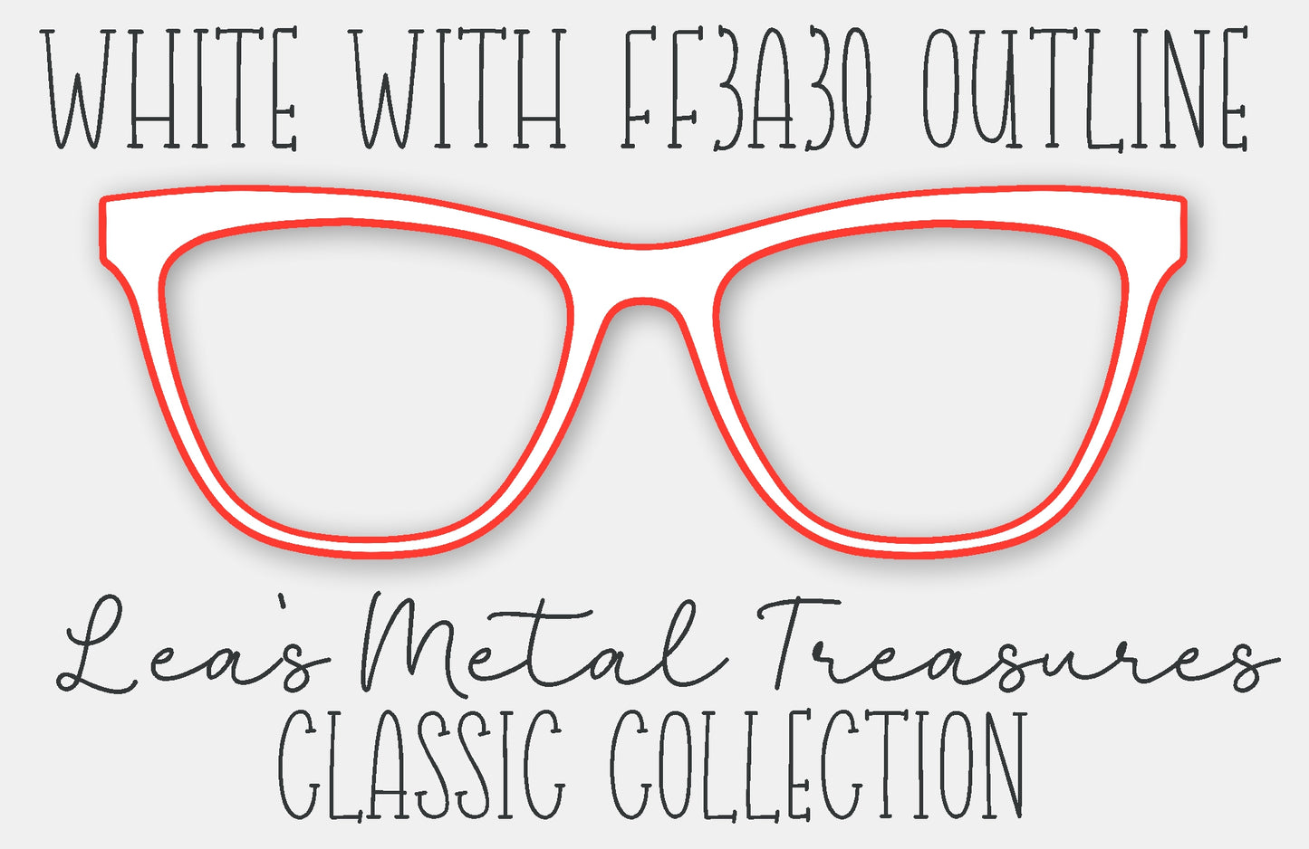 White with FF3A30 Outline Eyewear Frame Toppers