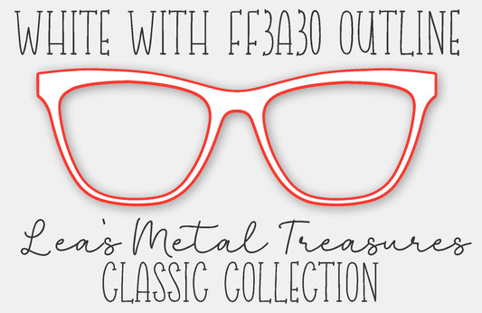 White with FF3A30 Outline Eyewear Frame Toppers