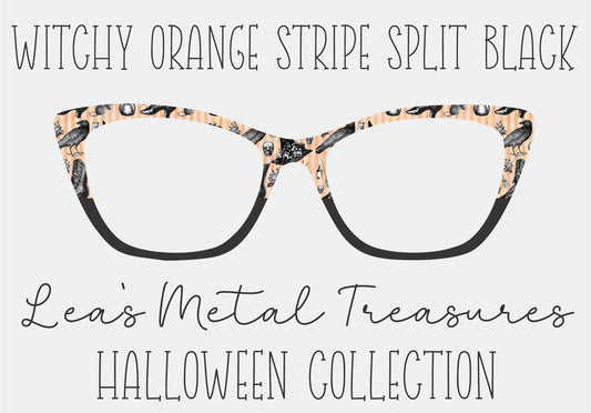 WITCHY ORANGE STRIPE SPLIT BLACK Eyewear Frame Toppers COMES WITH MAGNETS