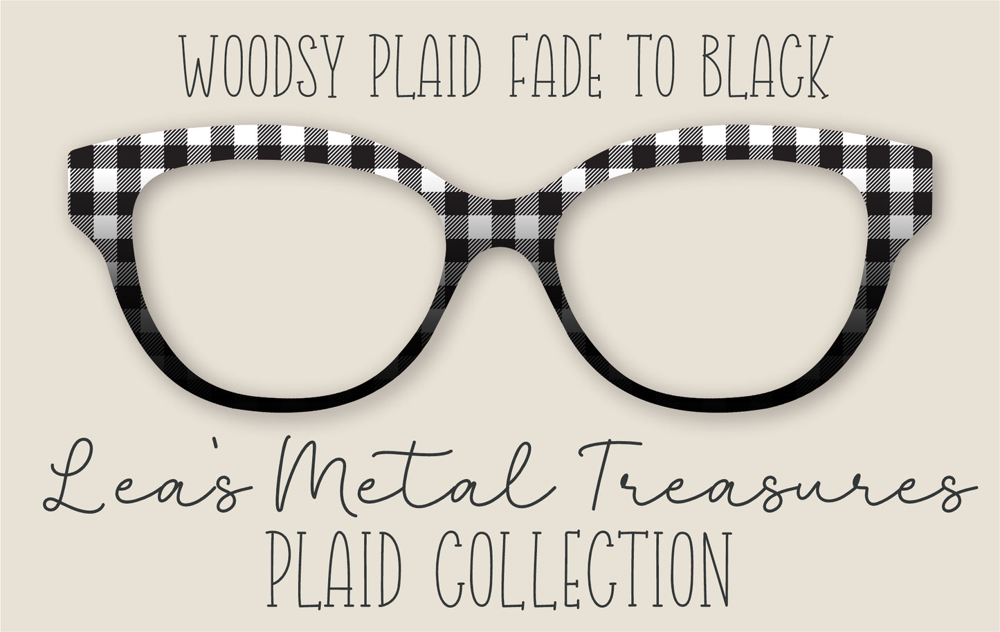 Woodsy Plaid Fade to Black Eyewear Frame Toppers Comes WITH MAGNETS