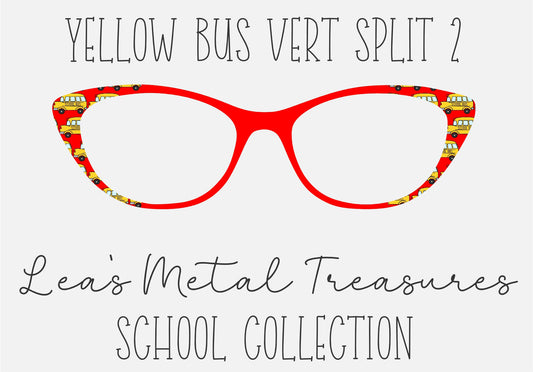 YELLOW BUS VERTICAL SPLIT 2 Eyewear Frame Toppers COMES WITH MAGNETS
