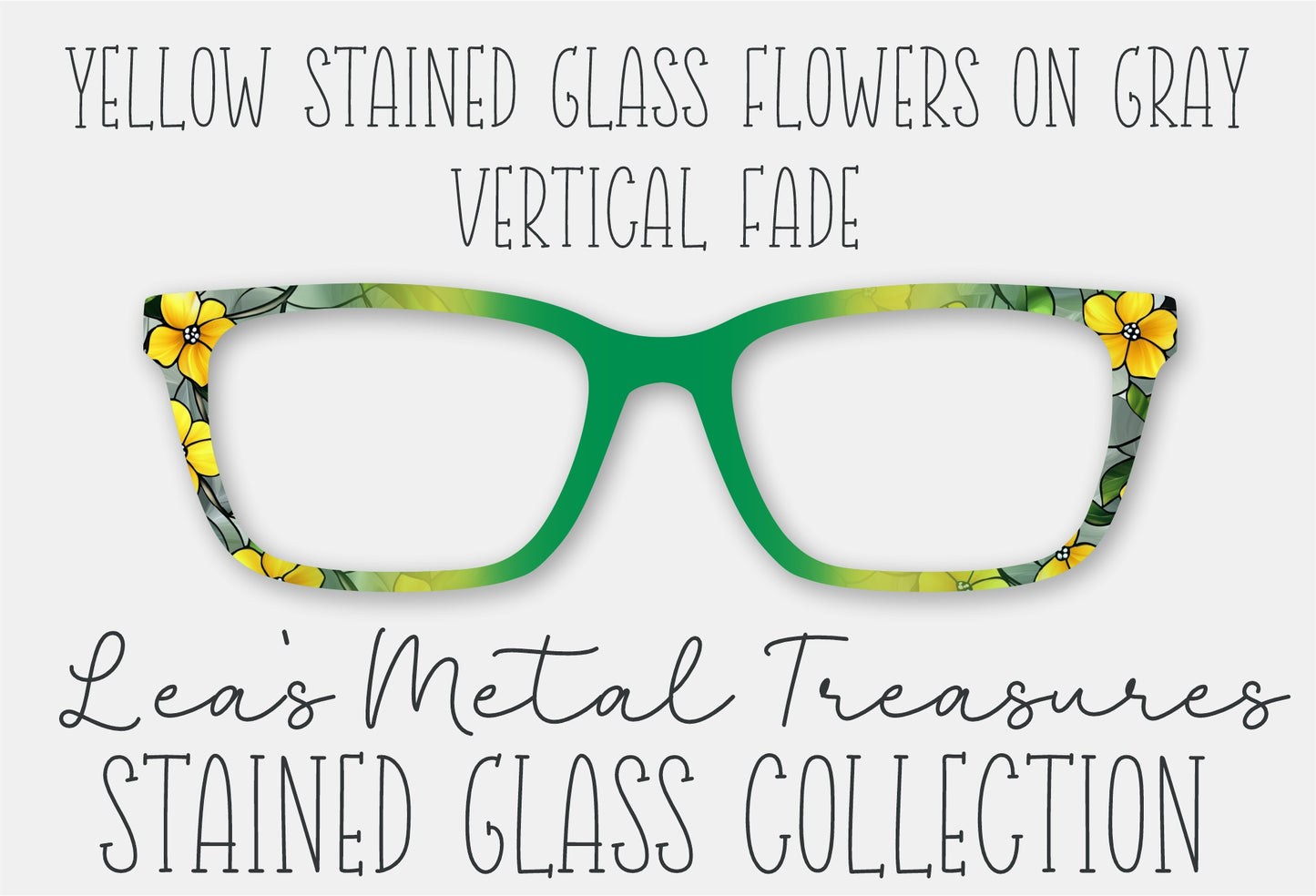 Yellow Stained Glass Flowers on Grey Vertical • Magnetic Eyeglasses Toppers