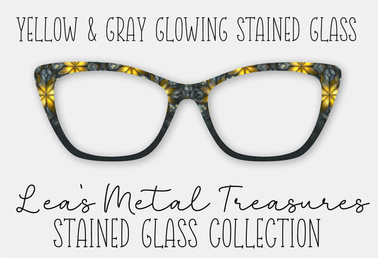 Yellow and Gray Glowing Stained Glass Eyewear Frame Toppers
