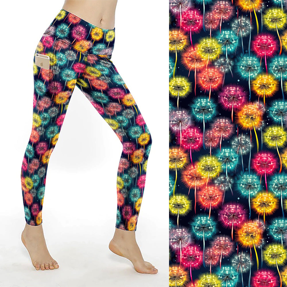 Rainbow Dandelions Women's Pocket Leggings