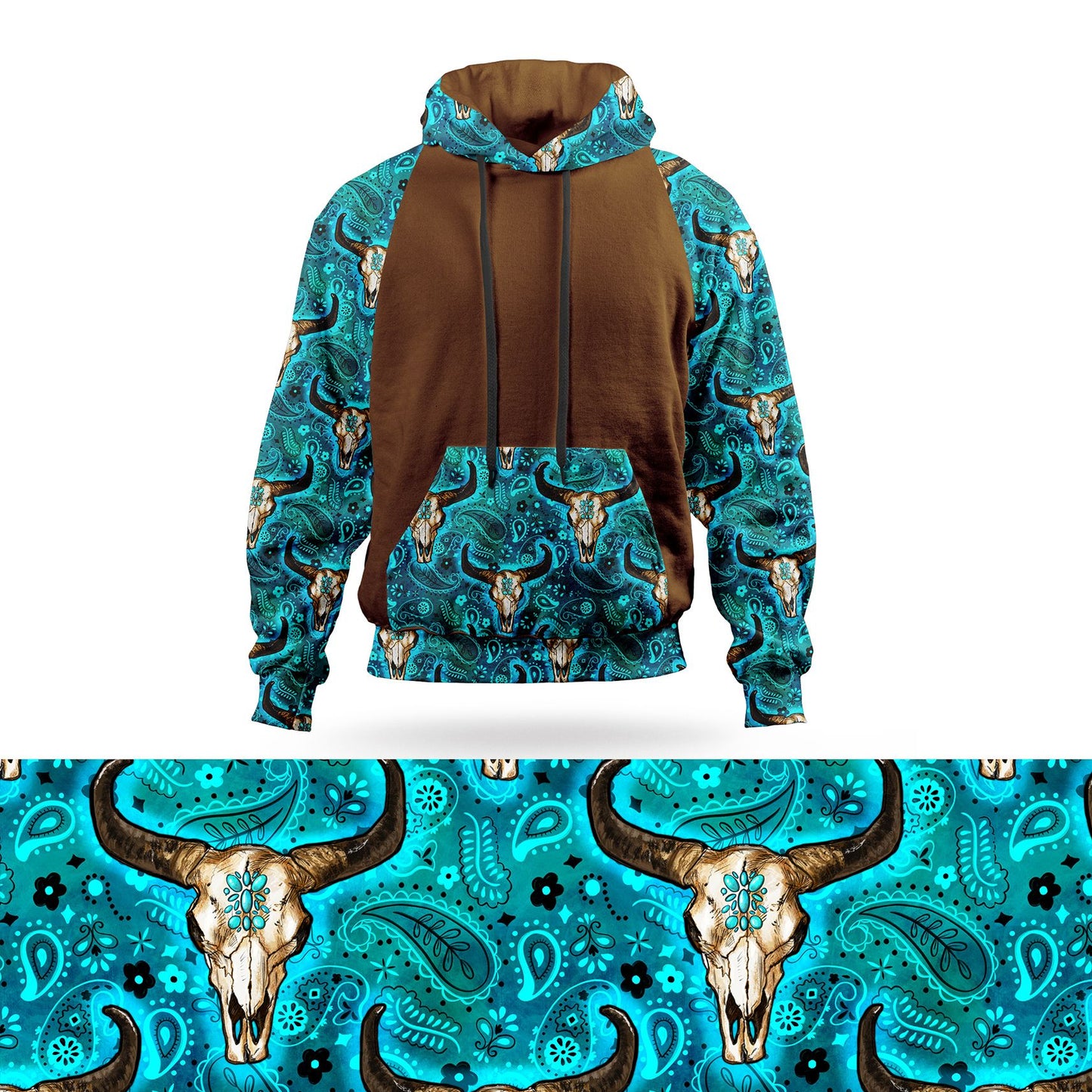 Skull Cowboy Scarf Pullover Hoodie