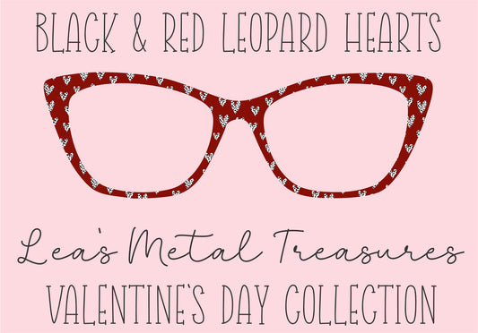 Black and Red Leopard Hearts Eyewear Printed Magnetic Eyeglasses Topper