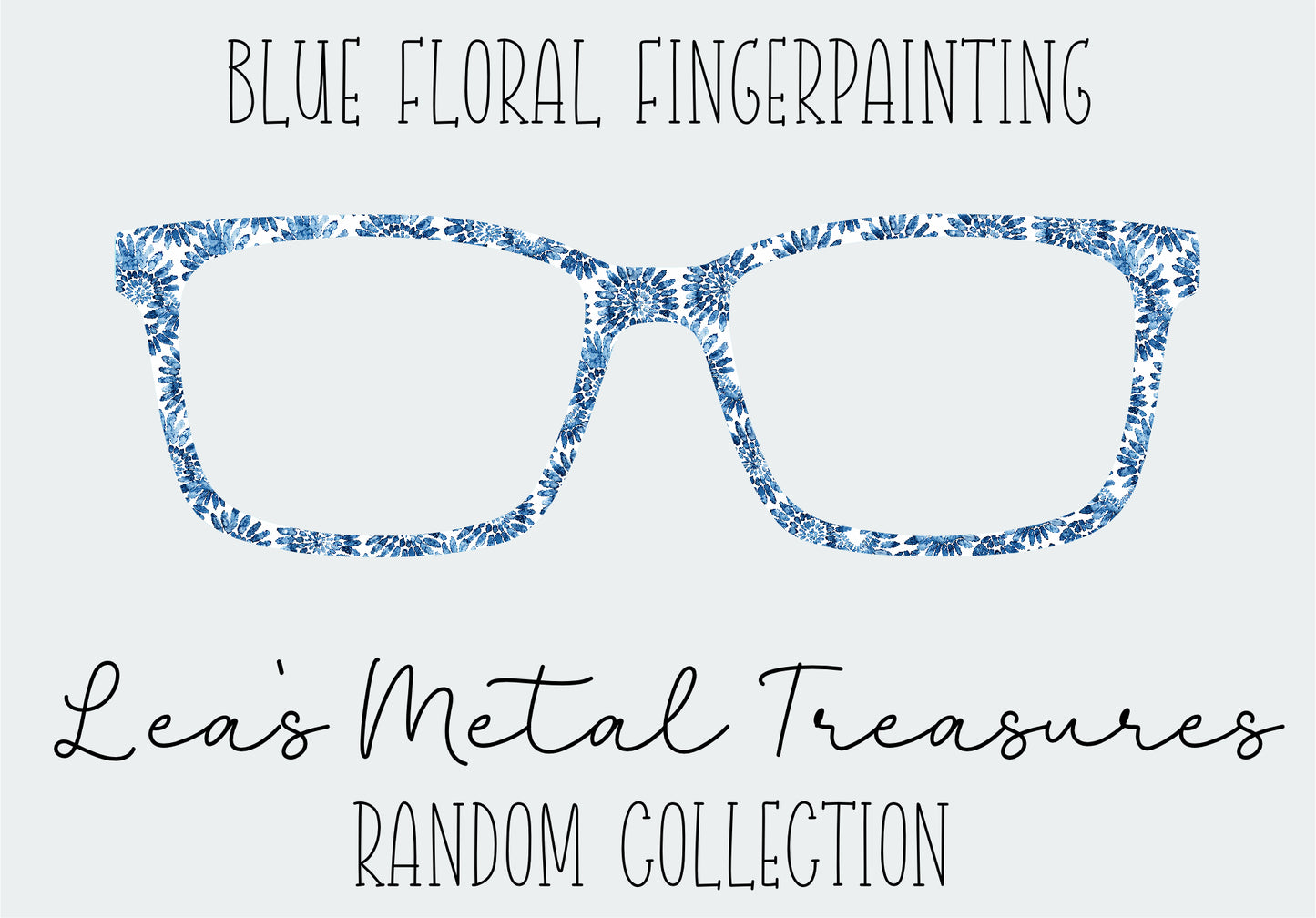 Blue Floral Fingerpainting Eyewear Frame Topper