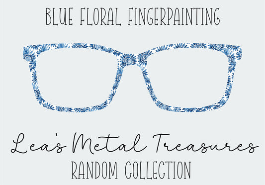 Blue Floral Fingerpainting Eyewear Frame Topper