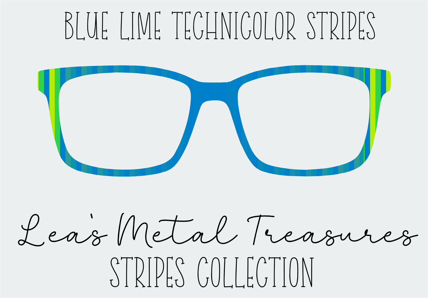 Blue and Lime Technicolor Stripes Eyewear Frame Toppers