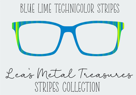 Blue and Lime Technicolor Stripes Eyewear Frame Toppers