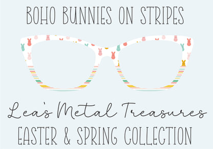 BOHO BUNNIES ON STRIPES Eyewear Frame Toppers COMES WITH MAGNETS