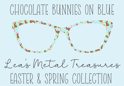 CHOCOLATE BUNNIES ON BLUE Eyewear Frame Toppers COMES WITH MAGNETS