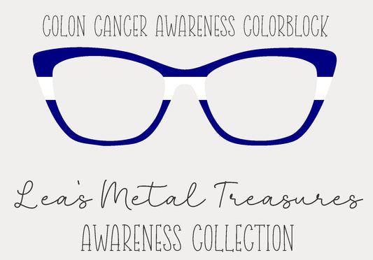Colon Cancer Awareness Colorblock  Eyewear Frame Toppers