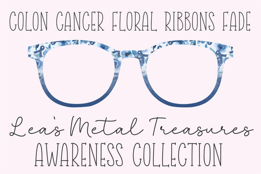 Colon Cancer Floral Ribbon Fade Frame Toppers COMES WITH MAGNETS