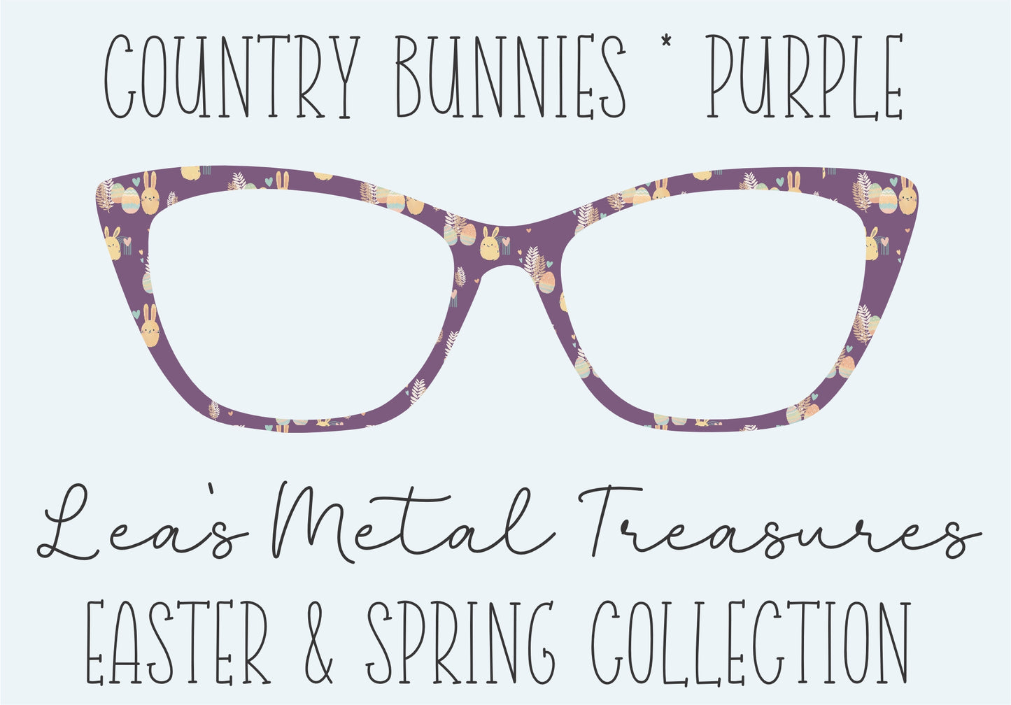 COUNTRY BUNNIES PURPLE Eyewear Frame Toppers COMES WITH MAGNETS