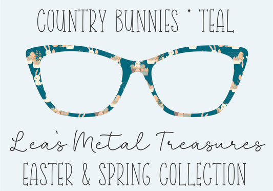 COUNTRY BUNNIES TEAL Eyewear Frame Toppers COMES WITH MAGNETS