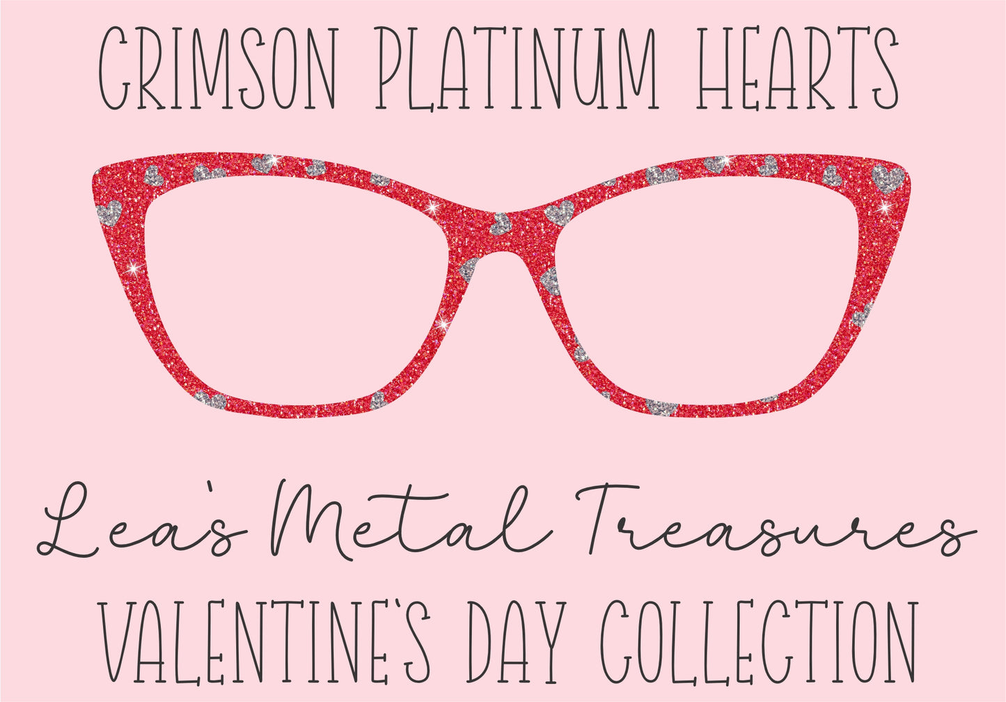 Crimson Platinum Hearts Eyewear Printed Magnetic Eyeglasses Topper