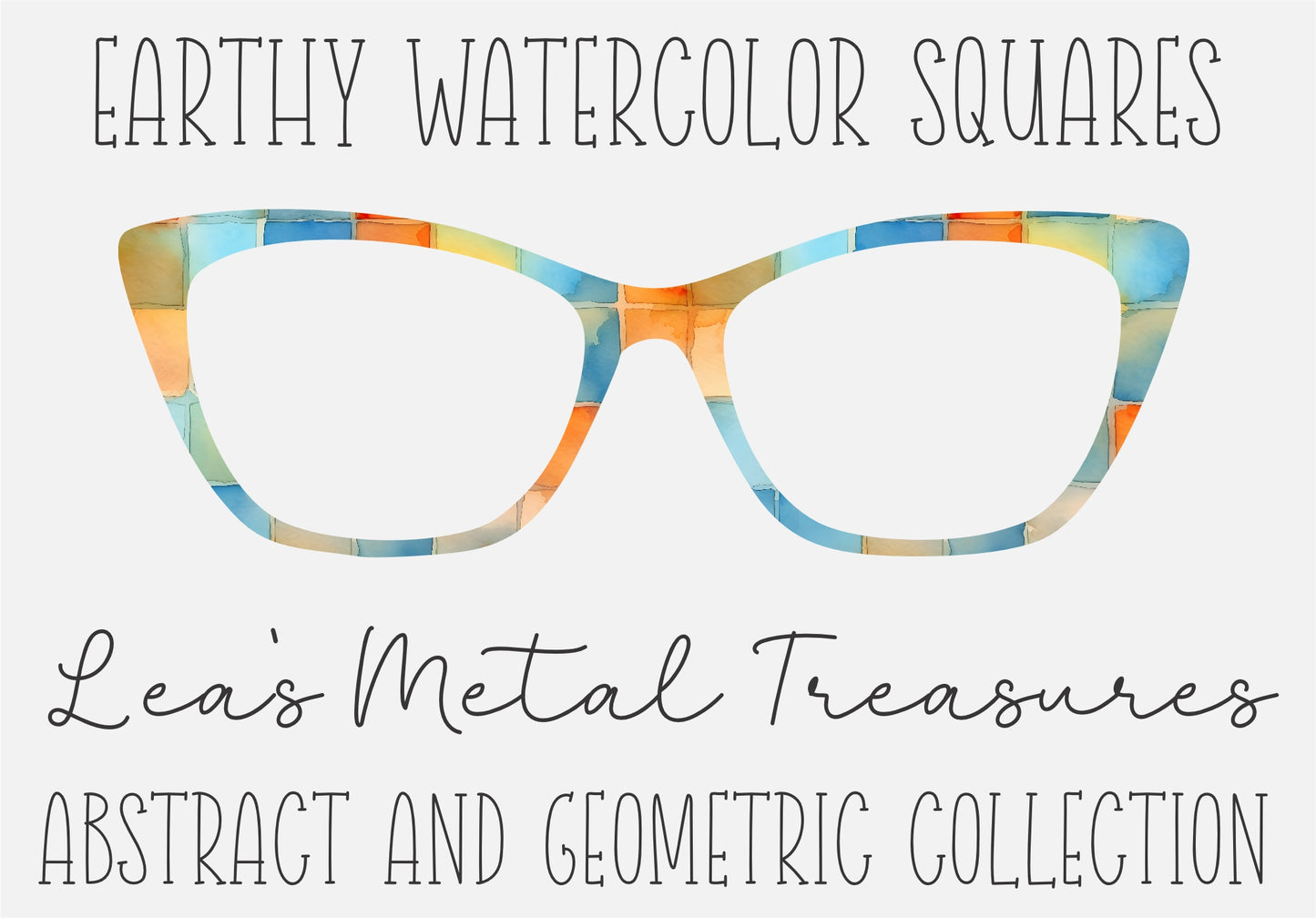 EARTHY WATERCOLOR SQUARES Eyewear Frame Toppers COMES WITH MAGNETS