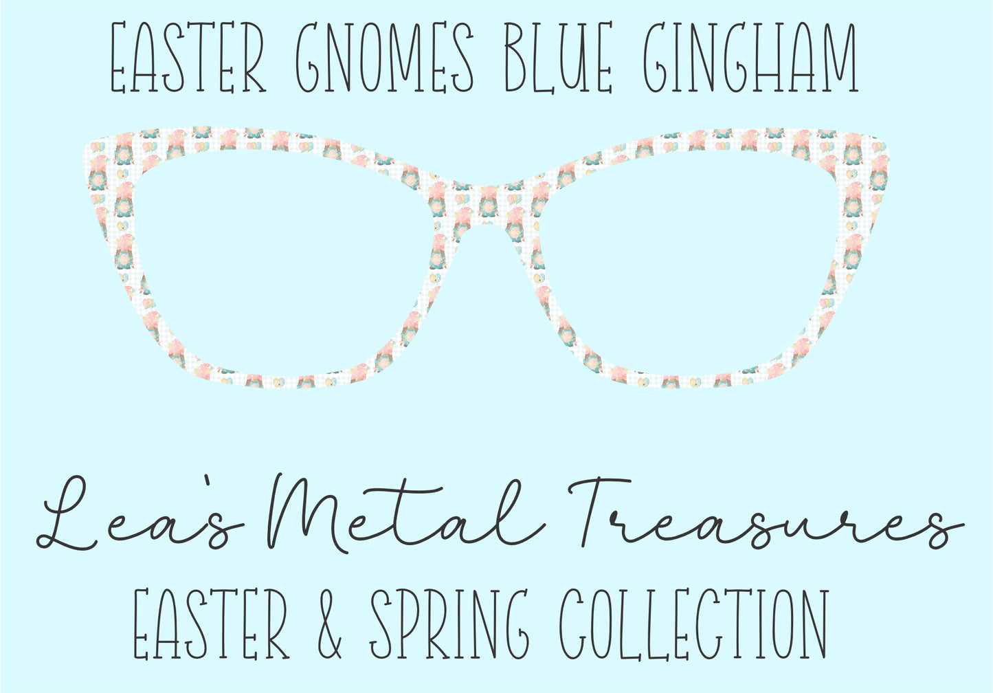 Easter Gnomes Blue Gingham • Magnetic Eyeglasses Toppers