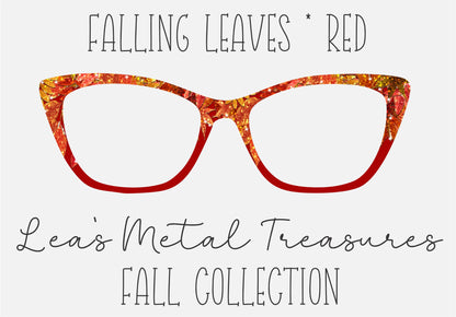 Falling Leaves Red Burlap Eyewear Toppers COMES WITH MAGNETS
