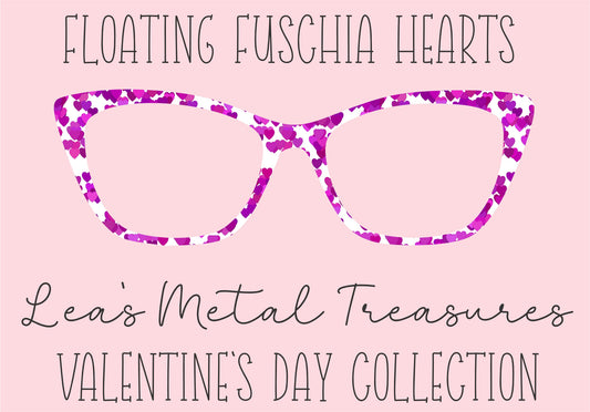 Floating Fushia Hearts Eyewear Printed Magnetic Eyeglasses Topper