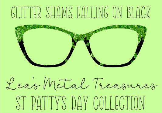 Glitter Shams Falling on Black Eyewear Frame Toppers COMES WITH MAGNETS